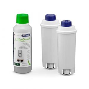 Delonghi Lot de 2 filtres à eau + 1 Ecodecalk 200ml d'origine (5513284381, 5513292811) Cafetière, Expresso