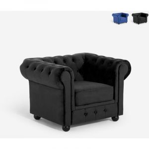 Ahd Amazing Home Design - Fauteuil de salon style classique Chesterfield en velours Coventry - Noir