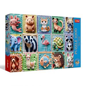 Trefl Premium Plus Quality - Puzzle Tea Time: Animaux au Crochet - 1000 pièces, série d'images peintes nostalgiques, pièces s'emboîtant Parfaitement, pour Adultes et Enfants âgés de 14 Ans et Plus