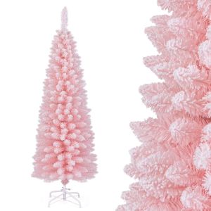 Coast Artificial Christmas Tree - 150 cm - Pink - Snowy - Slim Design - 328 Branch tips - Metal Stand