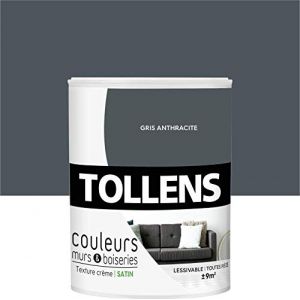 Image de Tollens Peinture murs et boiseries gris anthracite satin 0 75L