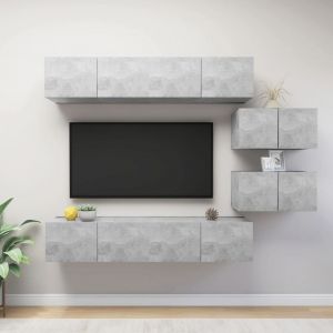 VidaXL Ensemble de meuble TV 6 pcs Gris béton Aggloméré - Concrete grey