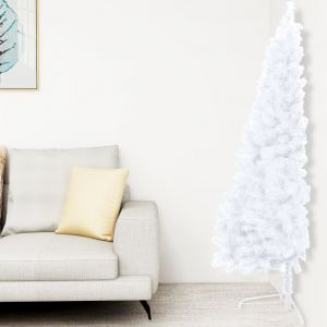 VidaXL Sapin de No?l artificiel moiti? avec support Blanc 120 cm PVC