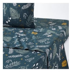 Drap plat percale de coton, Suzanne Bleu