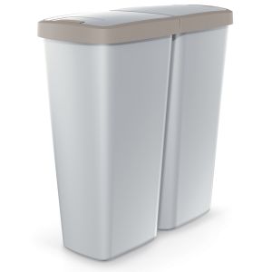 Poubelle Duo Gris/Taupe 50L 55x25x57cm