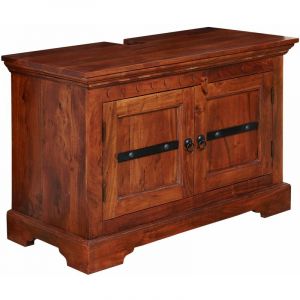 Meuble lavabo - Bois massif d'acacia laqu&eacute; (Nougat) - Style colonial - OXFORD #1005