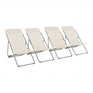 Sweeek Lot de 4 chaises pliantes LIVORNO en aluminium / textilene kaki 83 x 88 x 95 cm