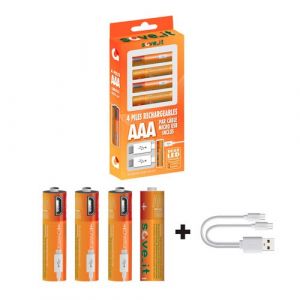 Nature & Découvertes Pack 4 piles AAA rechargeables USB