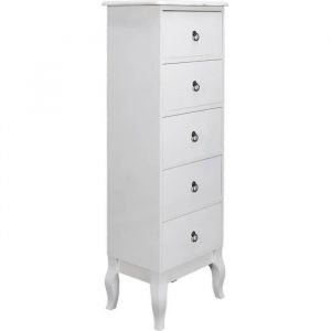 Altobuy CLEMENCE Chiffonnier 5 Tiroirs Coloris Blanc