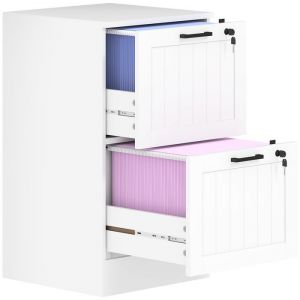 Homcom Caisson bureau - 2 tiroirs et serrures - barres de suspension réglables pour dossiers A4 et lettre - 40 x 40 x 71 cm blanc