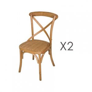 M&S Lot de 2 chaises bistrot 45x50x92 cm en bouleau naturel - BATILLY