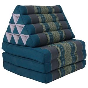 Fine Asianliving Coussin Thaïlandais Triangulaire Matelas Kapok 3 Parties 52x180 cm Bleu