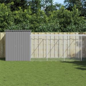 VidaXL Poulailler avec cour gris clair 165x1271x181 cm acier galvanisé