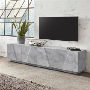 Meuble TV 4 portes 2 pi&egrave;ces design moderne Ping Low L Concrete