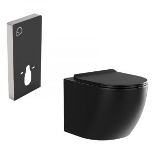 Pack WC suspendu avec bâti-support décoratif - Noir mat - JAVOINE