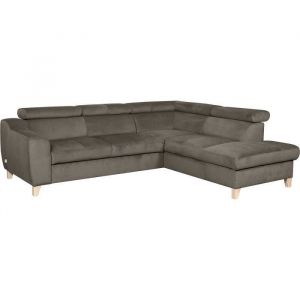 Venesetti - Canapé d'angle en tissu luxe 5 places, ashley, taupe, angle droit (vu de face) - Taupe