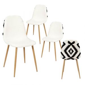 WAP - Lot de 4 Chaises Blanches et Noires Pieds Effet Bois - Altobuy