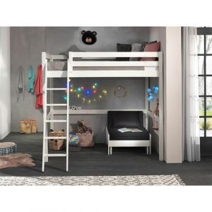 SLEEPY - Lit Mezzanine Blanc 140x200cm avec Fauteuil - Altobuy