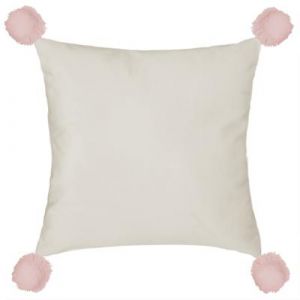 Image de Coussin Déco Enfant "Pompons'" 25x25cm Crème Prix