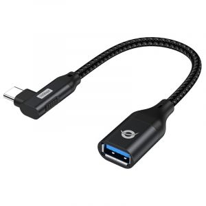Conceptronic Adaptateur USB-C OTG coud&eacute; &agrave; 90&deg; C BY19B vers USB 3.2 Gen 2 10 Gbit/s, noir