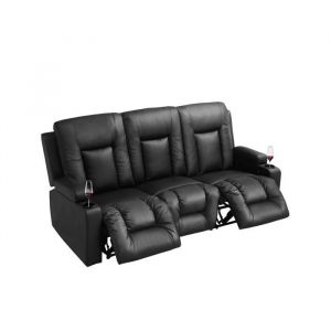 Comhoma - Fauteuil Salon Relax Inclinable, Dossier Réglable avec Porte-gobelet, Poches Latérales, Accoudoirs, Repose-Pieds, Cuir pu, Bureau, Chambre,