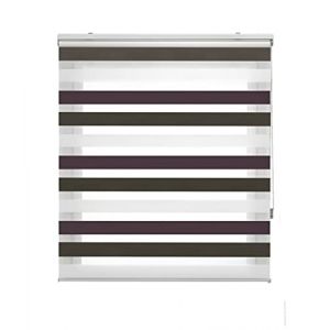 Blindecor Lira Store Enrouleur Jour Nuit Tissu Double, Tricolore Marron, Violette, Blanc, 140 x 180 cm (Largeur x Hauteur) | Taille du Tissu 137 x 175 cm. Stores Tissu Double élégants