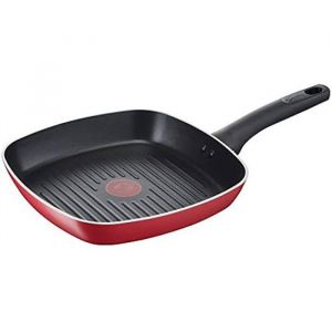 Lagostina Grill antiadh&eacute;sif en aluminium 26 x 26 cm, induction, gaz et four, avec indicateur de cuisson thermo-Signal, rev&ecirc;tement Titanium Easy, poign&eacute;e ergonomique en Bakelite