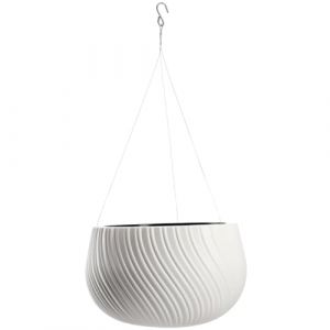Kadax - Pot Suspendu Suspendu Suspendu avec chaîne et Crochet, Pot de Fleurs Suspendu pour Plantes grimpantes, Cache-Pot avec Insert,(32 cm, Blanc)
