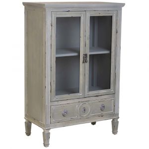 Vitrine en bois avec un tiroir gris 80x42x120h cm