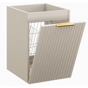 Furnidea - Meuble bas de salle de bain avec panier &agrave; linge ADEL CACHEMIRE 40 cm - fa&ccedil;ades rainur&eacute;es