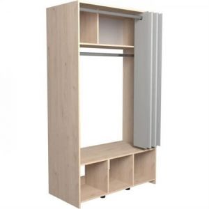 Dressing Kit dressing Vestiaire ARTIC avec rideau Chene Jackson 1 penderie L 103 H 18