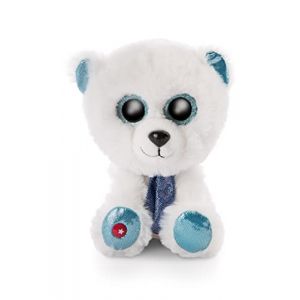 Nici Original – Glubschis 15 cm Animaux Moelleux avec de Grands Yeux Scintillants – Jouet câlin pour Les Amoureux des Peluches, Blanc/Bleu, Étoile, 46955, Ours Polaire Benjie