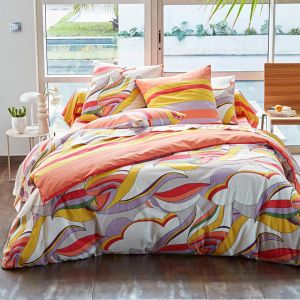 Drap plat multicolore en coton 180x290 REVIVAL PALMS