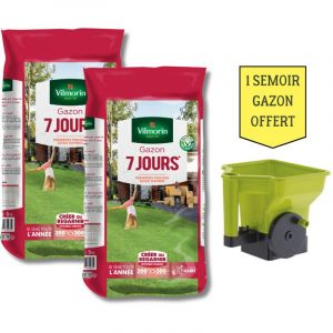 Vilmorin Gazon 7 Jours - 5 kg (x2) + Semoir à Gazon Offert