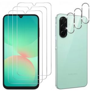 Hq-cloud Lot de 3 Verre Trempé pour SAMSUNG GALAXY A26 5G + 3 Protection Objectif Caméra Arrière en Verre Trempé Ultra HD Anti-Rayures 9H