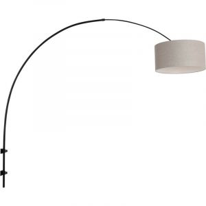 Lumiere Applique murale avec abat-jour noir mat, abat-jour gris