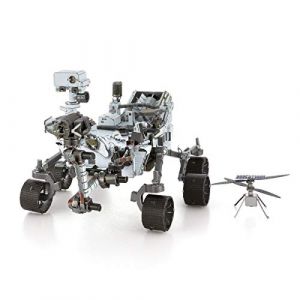 Metal Earth Aviation: Mars Perseverance & Ingenuity Helicopter, Rover: 9x12.5x7.5cm & H&eacute;licopt&egrave;re: 3.3x2.6x2cm, Maquette 3D en m&eacute;tal avec 4,5 Feuilles, sur Carte 12x17cm, 14+