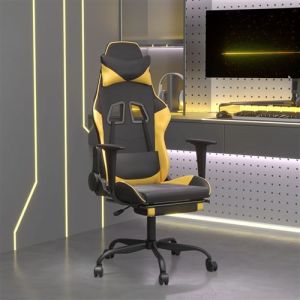 VidaXL Chaise de jeu avec repose-pied Noir et doré Similicuir