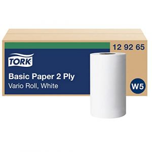 Tork Papier d'Essuyage Basic Vario Rouleau blanc W5, Essuie-mains multi-usages, 10 x 55 m, 129265