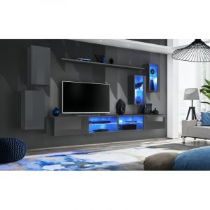 AC-Déco Ensemble Meuble TV "Switch XXV" 280cm Gris