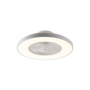 Qazqa Ventilateur de plafond blanc effet &eacute;toile dimmable - Climo Moderne Luminaire interieur Rond