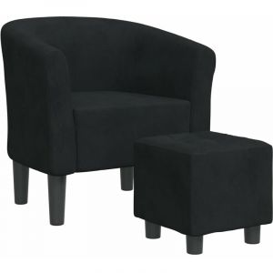 VidaXL Fauteuil cabriolet avec repose-pied noir velours