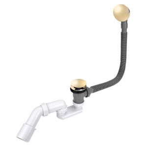 Tycner Siphon de baignoire avec bouchon clic-clac et tuyau de trop-plein, couleur or