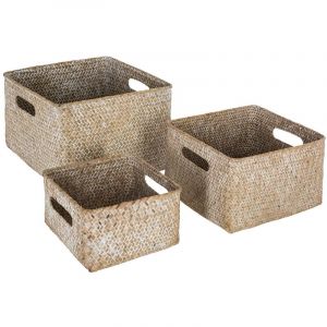 Image de Atmosphera Lot de 3 Paniers "Seagrass" 16cm Naturel