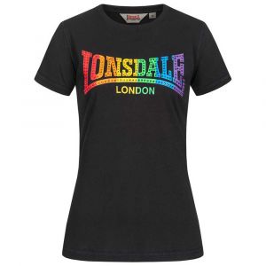 Lonsdale HAPPISBURGH T-Shirt Femme Noir à Manches Courtes. Graphiques Couleur.