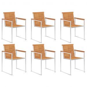 VidaXL Chaises de jardin 6pcs Bois d'acacia solide et acier inoxydable