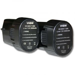 Vhbw Lot 2 Batteries Li-ION 2000mAh