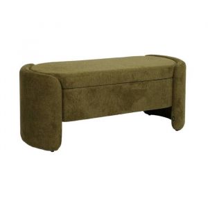 Banc coffre. bout de lit contemporain tissu kaki. L 110 x P 42 x H 45cm - Kalo