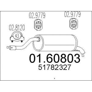 MTS Pot d'Échappement 01.60803 Silencieux Echappement,Silencieux Arrière FIAT,GRANDE PUNTO 199