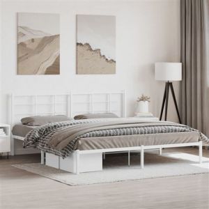 VidaXL Cadre de lit métal avec tête de lit blanc 193x203 cm